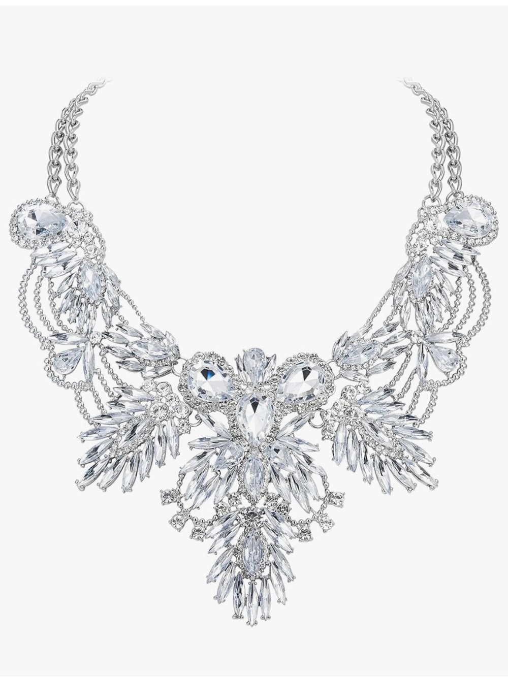Nordstrom, Ladies Statement Collar Necklace Rhinestone Crystal Leaf. NEW